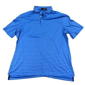 RLX Ralph Lauren Golf Polo Shirt Men's XL Blue Striped Performance Stretch Sport